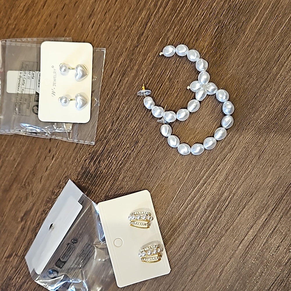 Pearl earrings bundle pearl hoop pearl hearts